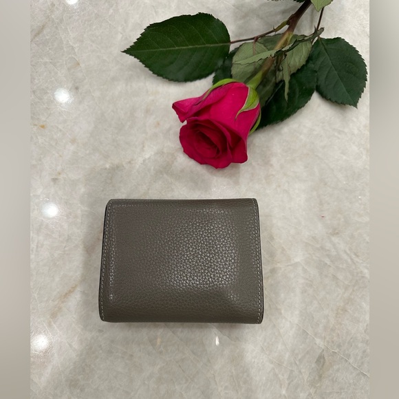 Pre loved Celine,Drummed Calfskin Small Multifunction Folded wallet,grey/yellow - Picture 3 of 11